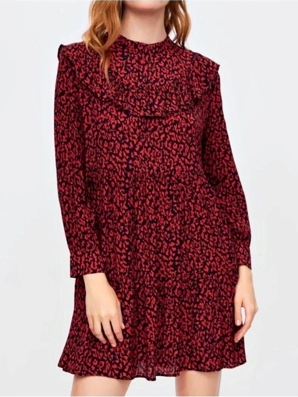 Zara Mock Neck Long Sleeve Mini Dress